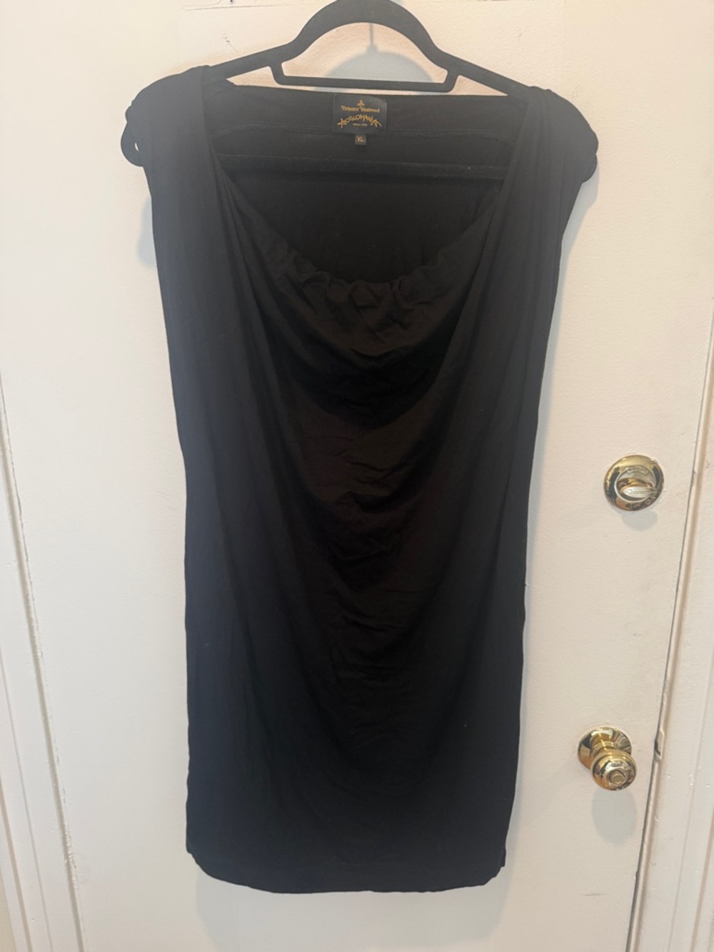 Vivian Westwood Black Draped Neck Sheath Dress